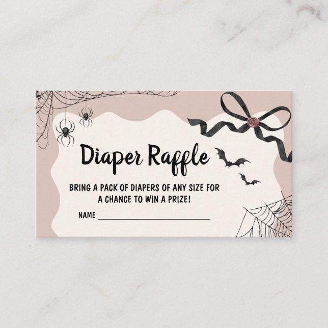 Little Boo Halloween Gothic Baby Diaper Raffle Enclosure Card (Front)