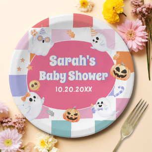 Little Boo Halloween Groovy Baby Shower Party Paper Plate