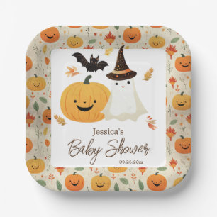 Little Boo Halloween Pattern Baby Shower  Paper Plate