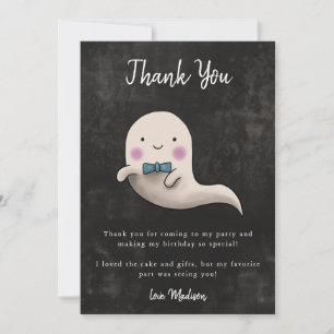 Little Boo Halloween Theme Boys Birthday Party Thank You Card