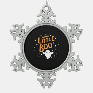 Little Boo, Happy Halloween Vintage Classic Snowflake Pewter Christmas Ornament
