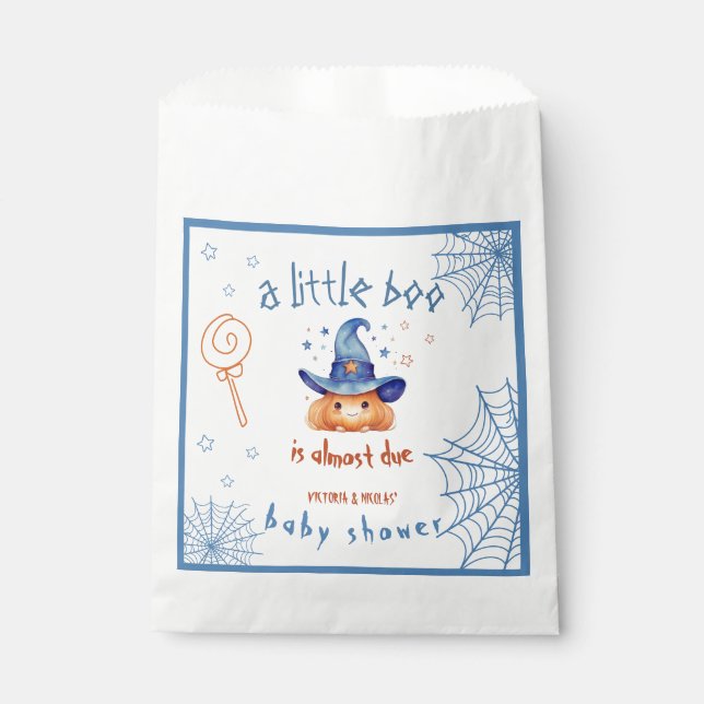 Little boo is Almost Due Boy Shower  Favour Bag (Front)