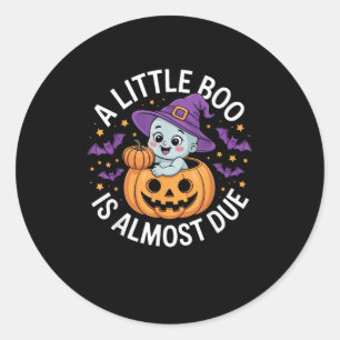 Little Boo Is Almost Due Cute Halloween Pregnancy  Classic Round Sticker