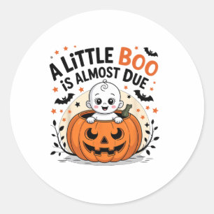 Little Boo Is Almost Due Cute Halloween Pregnancy  Classic Round Sticker
