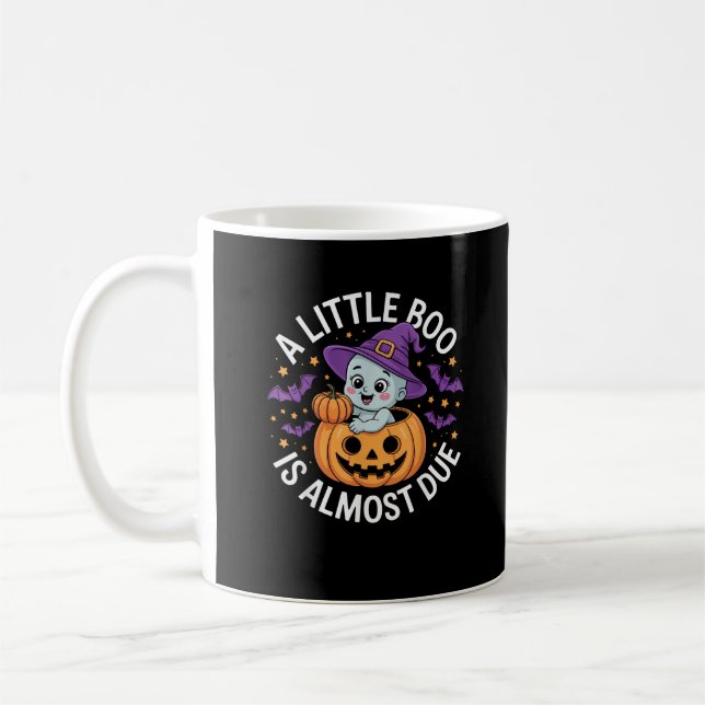 Little Boo Is Almost Due Cute Halloween Pregnancy  Coffee Mug (Left)
