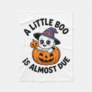 Little Boo Is Almost Due Cute Halloween Pregnancy Fleece Blanket