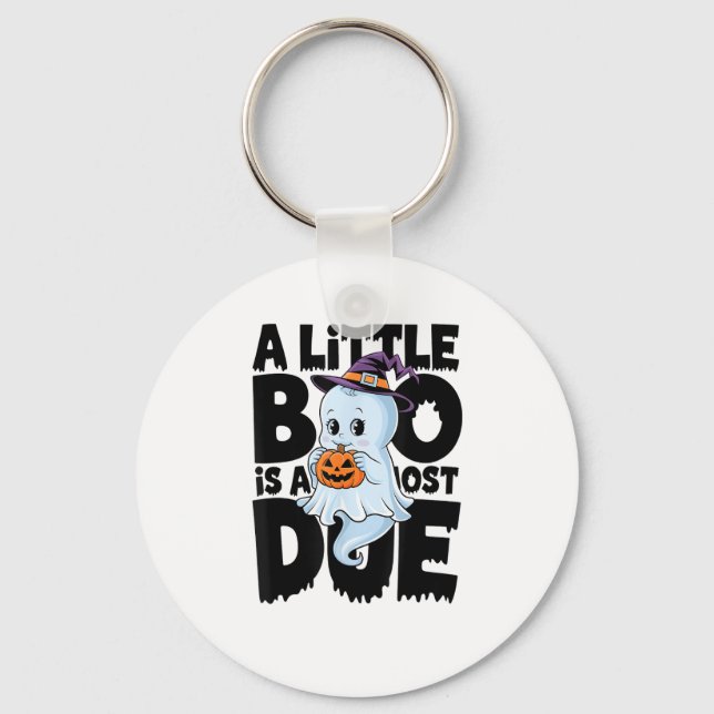 Little Boo Is Almost Due Cute Halloween Pregnancy  Keychain (Front)