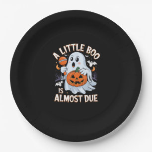 Little Boo Is Almost Due Cute Halloween Pregnancy  Paper Plate