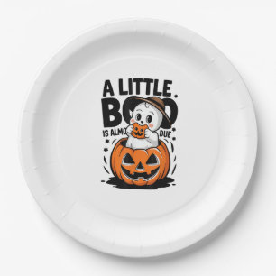 Little Boo Is Almost Due Cute Halloween Pregnancy  Paper Plate