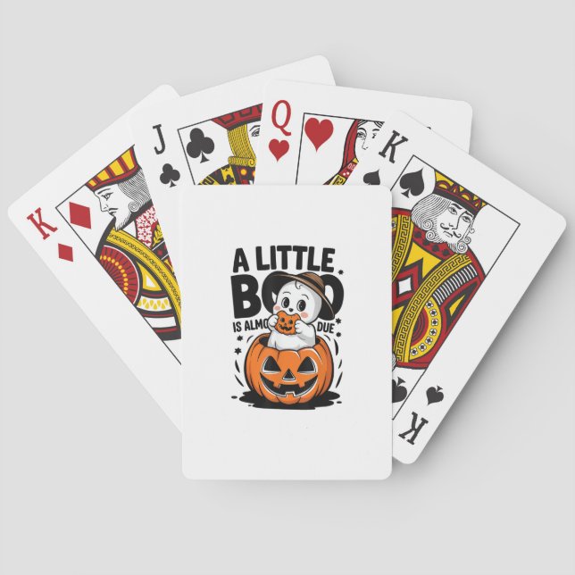 Little Boo Is Almost Due Cute Halloween Pregnancy  Playing Cards (Back)