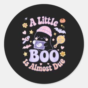 Little Boo Is Almost Due Fun Halloween Cute Pregna Classic Round Sticker