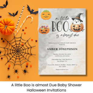 Little Boo is Almost Due Halloween  Baby Shower Invitation