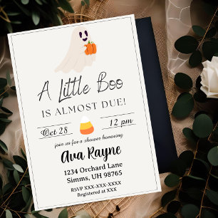 Little Boo Is Almost Due Halloween Baby Shower Invitation