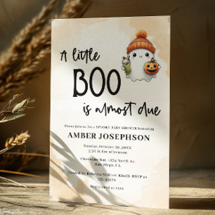 Little Boo is Almost Due Halloween  Baby Shower Invitation