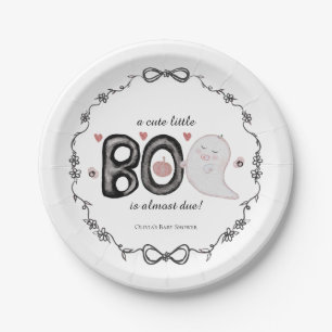 Little Boo Is Almost Due Halloween Baby Shower Paper Plate