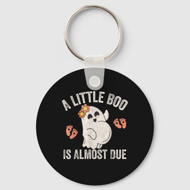 Little Boo Is Almost Due Halloween Pregnancy Annou Keychain (Front)