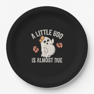 Little Boo Is Almost Due Halloween Pregnancy Annou Paper Plate