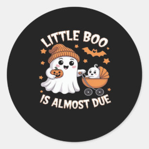 Little Boo Is Almost Due - Halloween Pregnancy Rev Classic Round Sticker