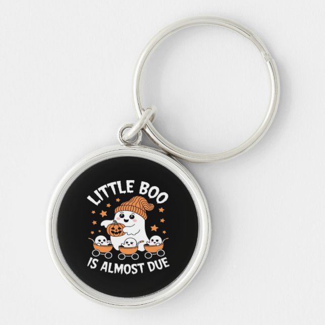 Little Boo Is Almost Due - Halloween Pregnancy Rev Keychain (Front)