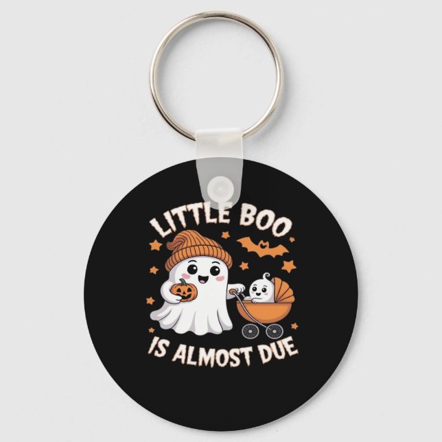 Little Boo Is Almost Due - Halloween Pregnancy Rev Keychain (Front)