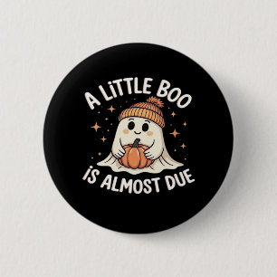Little Boo Is Almost Due Halloween Pregnancy Revea 2 Inch Round Button