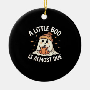 Little Boo Is Almost Due Halloween Pregnancy Revea Ceramic Ornament