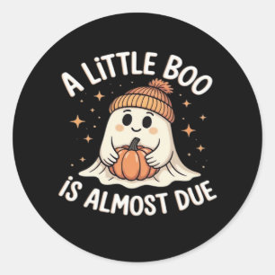 Little Boo Is Almost Due Halloween Pregnancy Revea Classic Round Sticker