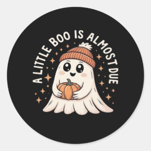 Little Boo Is Almost Due Halloween Pregnancy Revea Classic Round Sticker