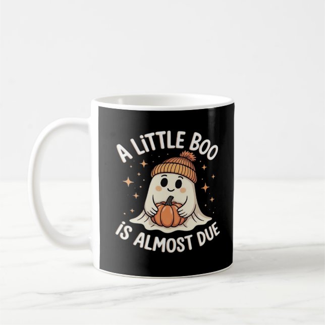 Little Boo Is Almost Due Halloween Pregnancy Revea Coffee Mug (Left)