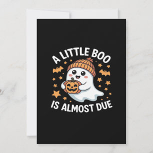 Little Boo Is Almost Due Halloween Pregnancy Revea Holiday Card