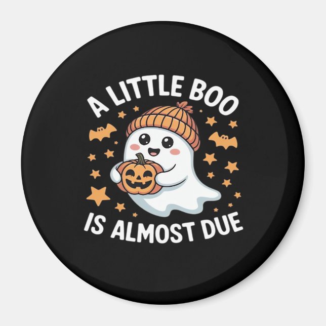 Little Boo Is Almost Due Halloween Pregnancy Revea Magnet (Front)