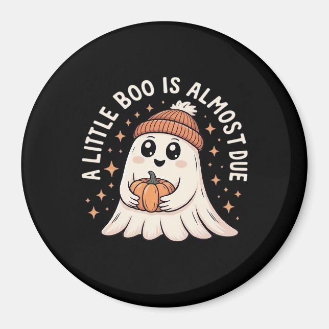 Little Boo Is Almost Due Halloween Pregnancy Revea Magnet (Front)