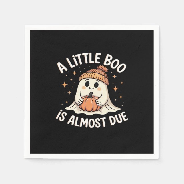 Little Boo Is Almost Due Halloween Pregnancy Revea Napkin (Front)