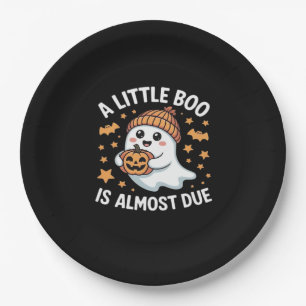 Little Boo Is Almost Due Halloween Pregnancy Revea Paper Plate