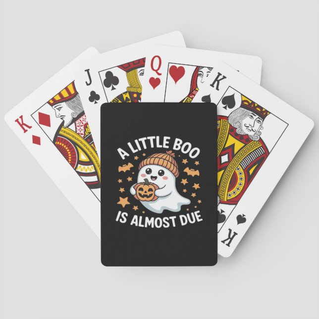 Little Boo Is Almost Due Halloween Pregnancy Revea Playing Cards (Back)