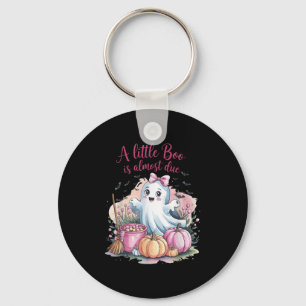 Little Boo Is Almost Due Halloween Theme Girl Baby Keychain