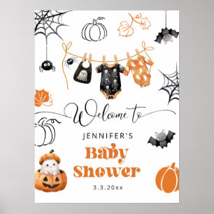 Little Boo is Due clothesline Baby Shower Welcome Poster