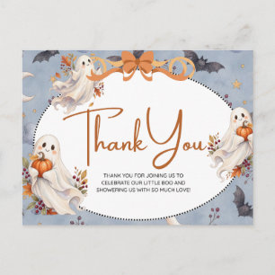 Little Boo Is Due Halloween Thank You Postcard