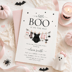 Little Boo Is On the Way Hlloween Baby Shower Invitation