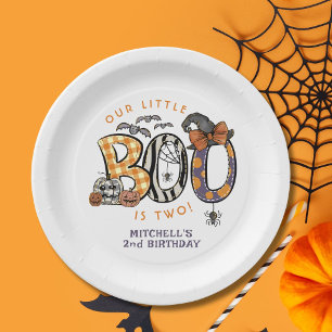 Little Boo Is Two Halloween 2nd Birthday Paper Plate