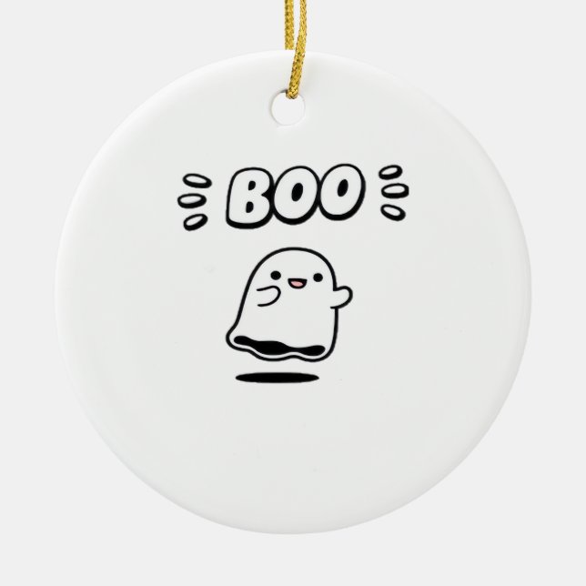 Little Boo Minimal Style Ceramic Ornament (Front)