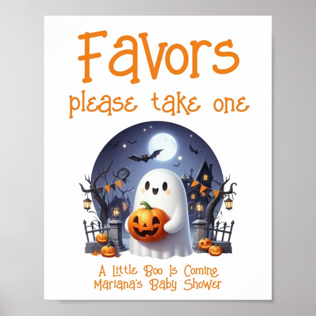 Little Boo Neutral Baby Shower Favours Sign (Front)