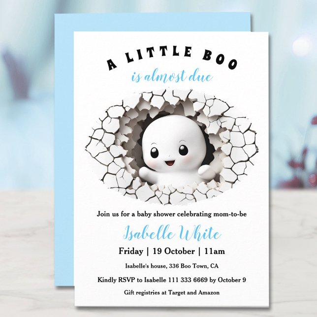 Little Boo Peeking Halloween Boy Baby Shower Invitation (Little Boo Peeking Halloween Boy Baby Shower Invitation)
