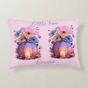 Little Boo Personalized Girl Halloween T-Shirt Accent Pillow