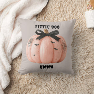 Little Boo Personalized Halloween Pumpkin Throw Pillow