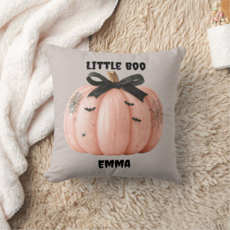 Little Boo Personalized Halloween Pumpkin Throw Pillow