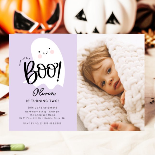 Little Boo Photo Anniversaire Invitation (Créateur téléchargé)