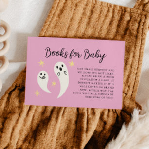 Little Boo Pink Baby Shower Book Request Enclosure Card