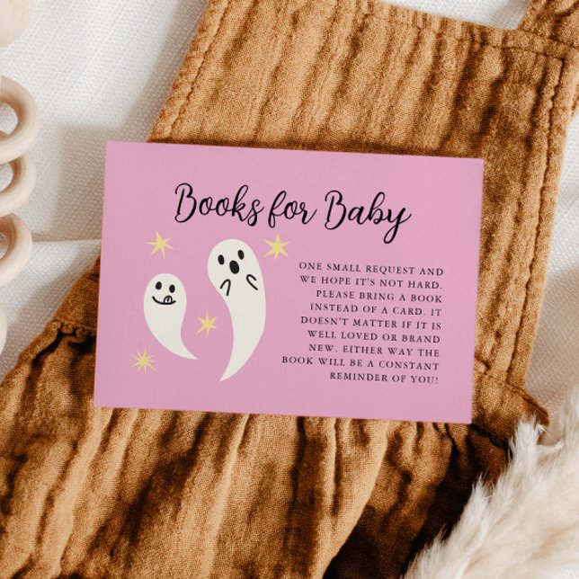 Little Boo Pink Baby Shower Book Request  Enclosure Card (Creator Uploaded)