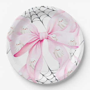 Little Boo PINK Bow Baby Shower Paper Plate